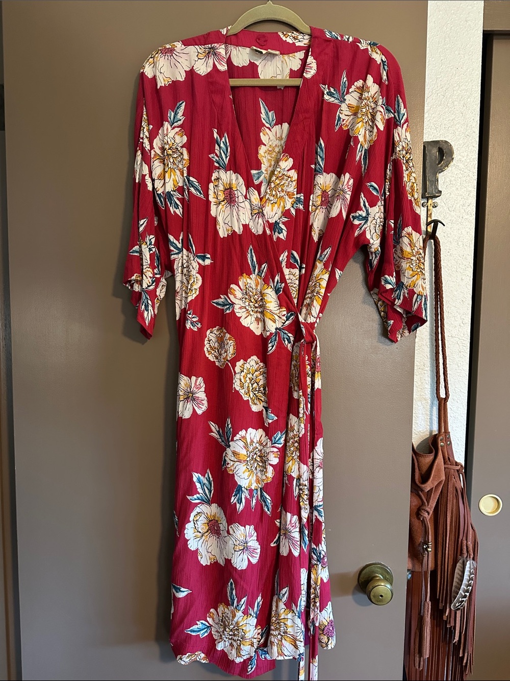 Roxy Red Floral Tie-Waist Dress